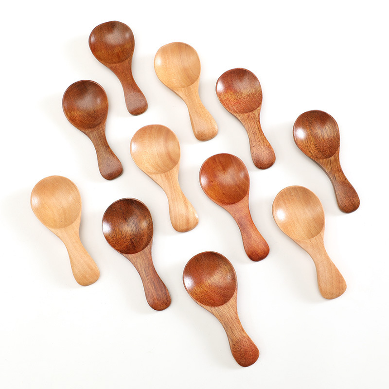 Hebe wood dessert spoon, seasoning jam spoon, wooden children's tableware small spoon, cute cartoon eating wooden spoon
