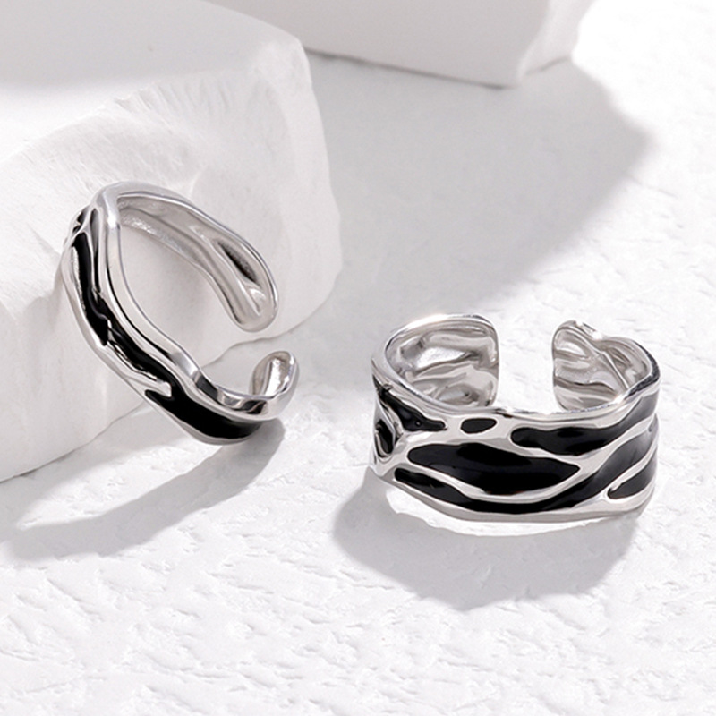 Stainless steel couple ring drip oil titanium steel open couple ring ring accessories