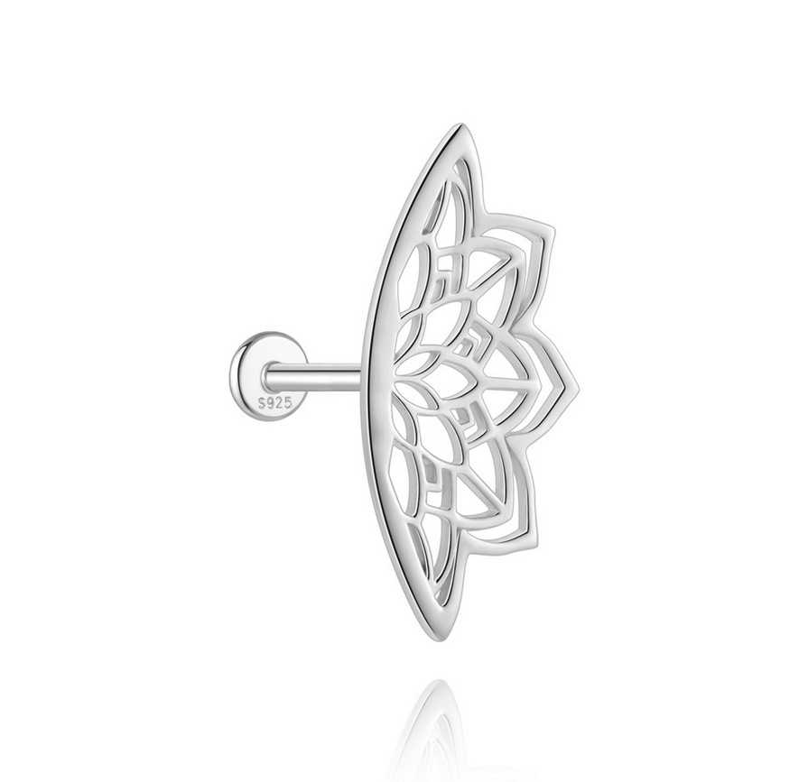 S925 sterling silver geometric diamond-set bow flat head threaded ear bone studs opal earrings ear studs