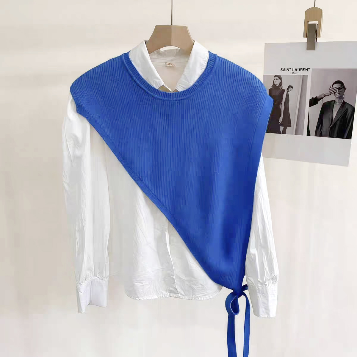 Slant edge triangle shawl tie design face-brightening small shawl outer cardigan