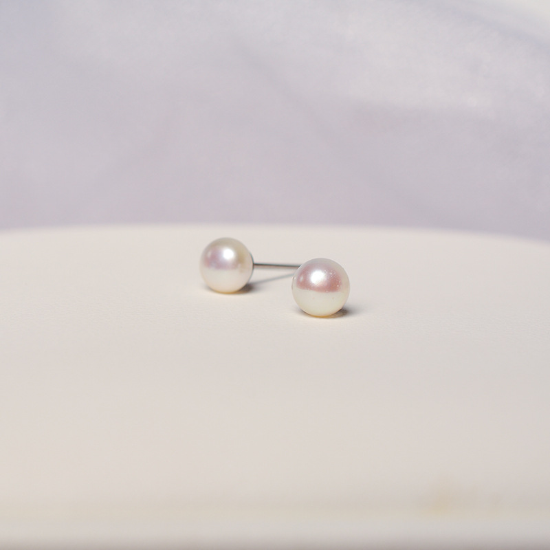 S925 Sterling Silver Natural Freshwater Pearl Ear Studs Ear Hole Nurturing Small Simple Summer Plain Stud Earrings for Women
