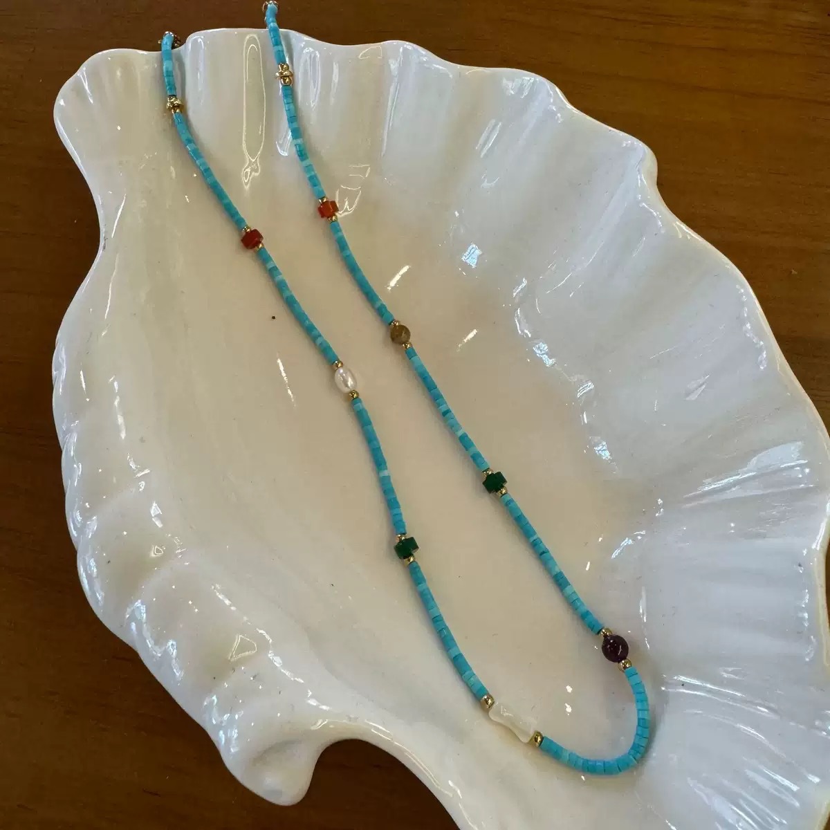 Red agate turquoise bead titanium steel necklace niche accessories women's accessories neck chain collarbone chain