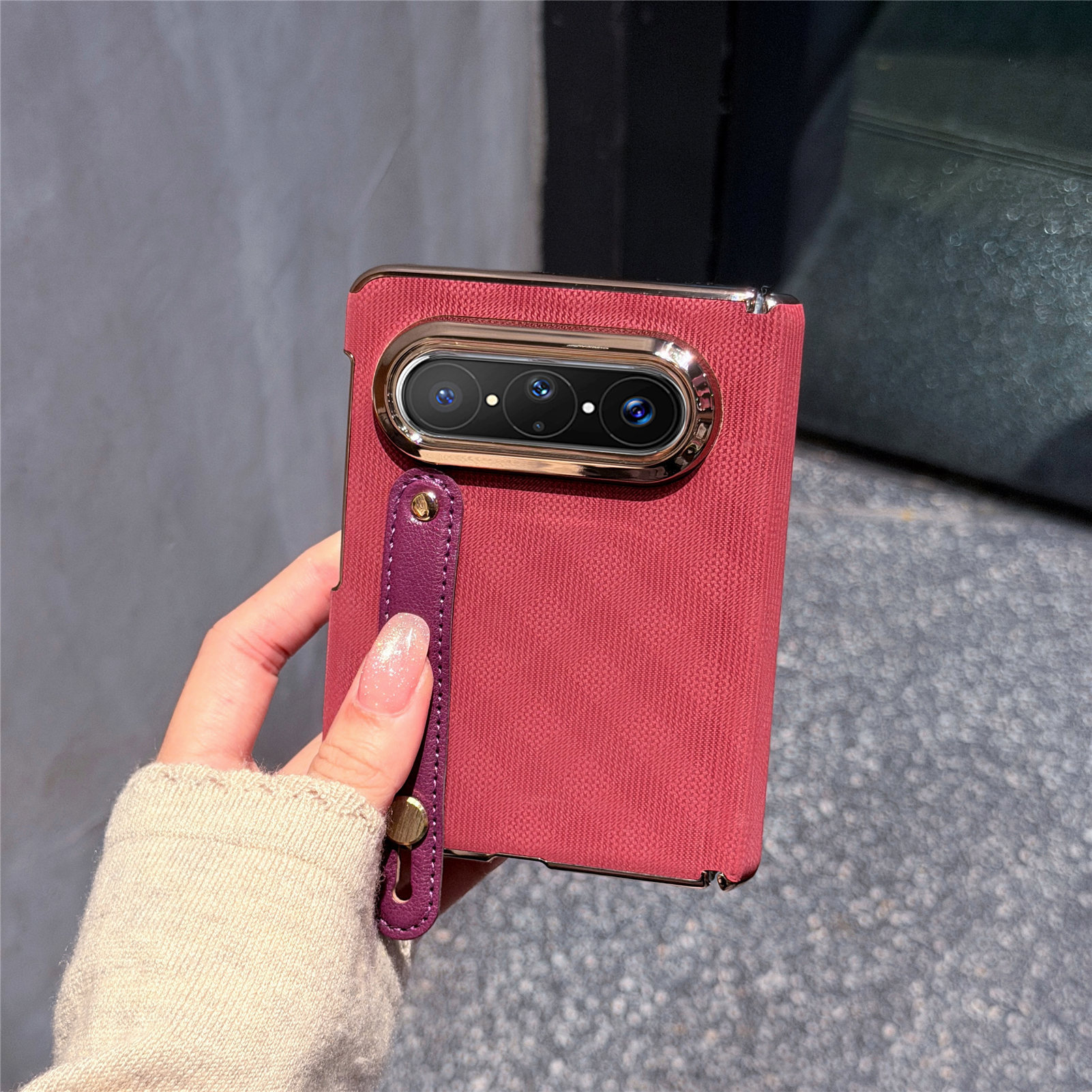puraxmax phone case for Huawei handheld wrist strap folding screen protective case magnetic dual-axis hinge shell
