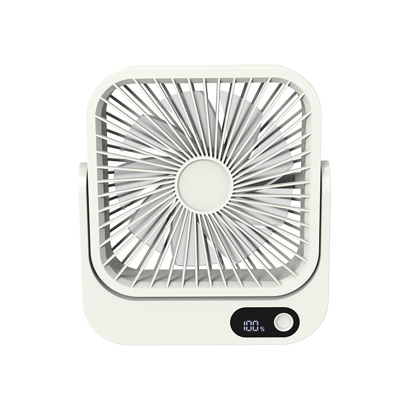 USB Charging 5-Speed Wind LED Smart Display Fan, Desktop Office Multi-Angle Adjustable Mini Electric Fan