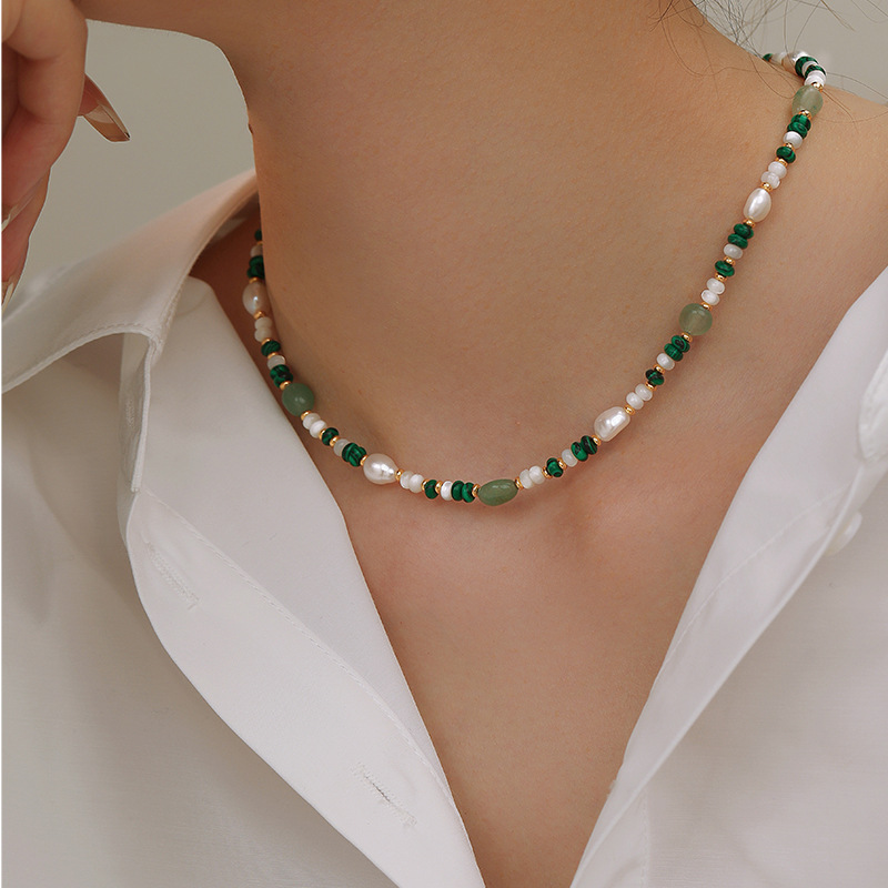 Dopamine natural freshwater pearl necklace, neck chain, colorful bead collarbone chain for women, new neck chain