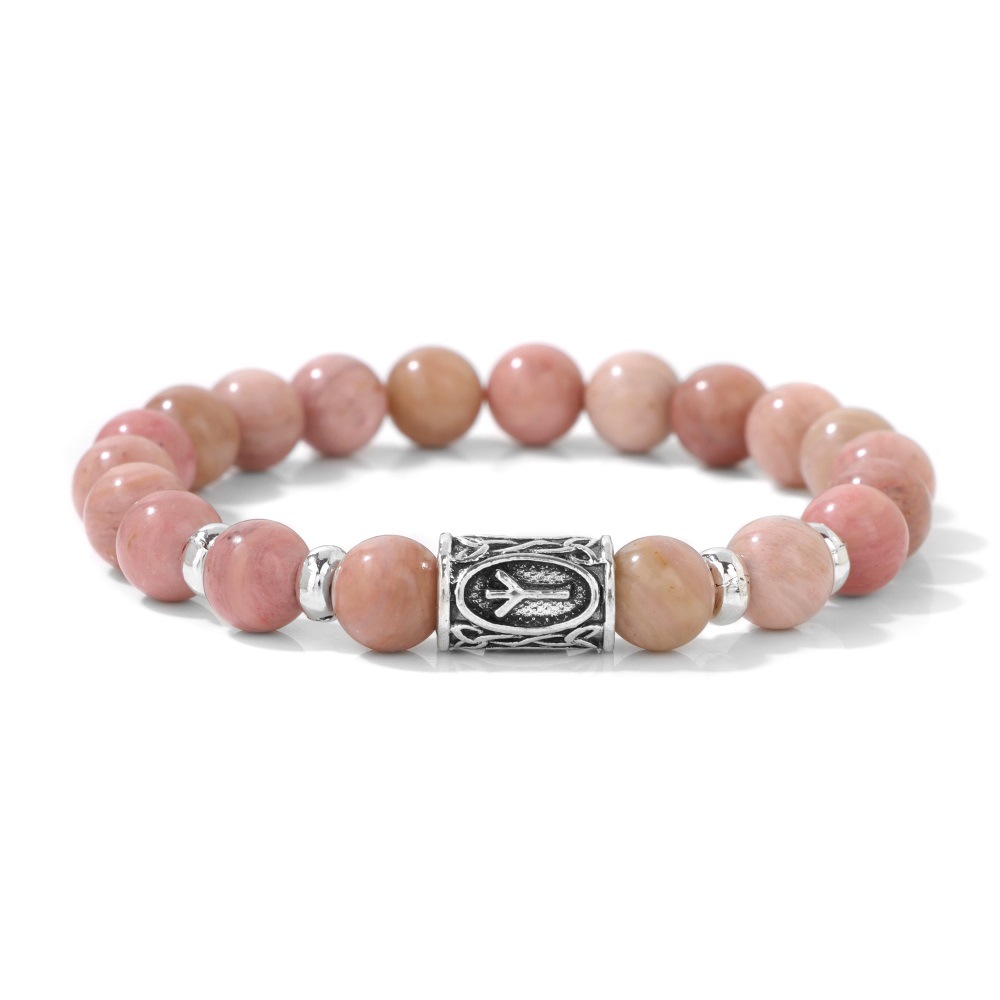 New rune symbol Norway bracelet 8mm stone beads red agate elastic rope bracelet