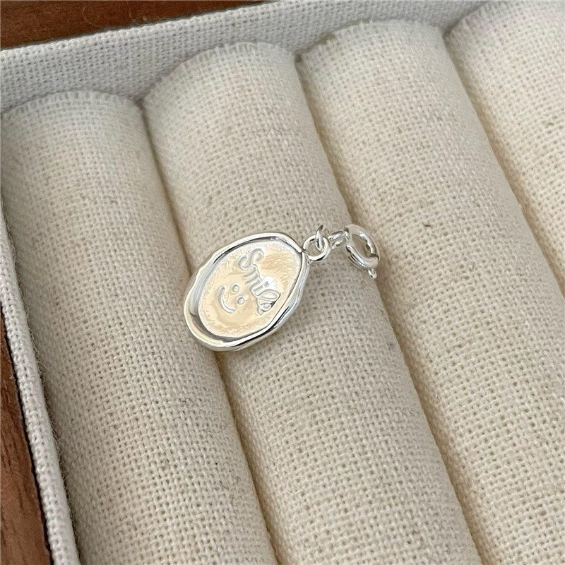 S925 sterling silver white silver pendant simple heart shape letter side drop