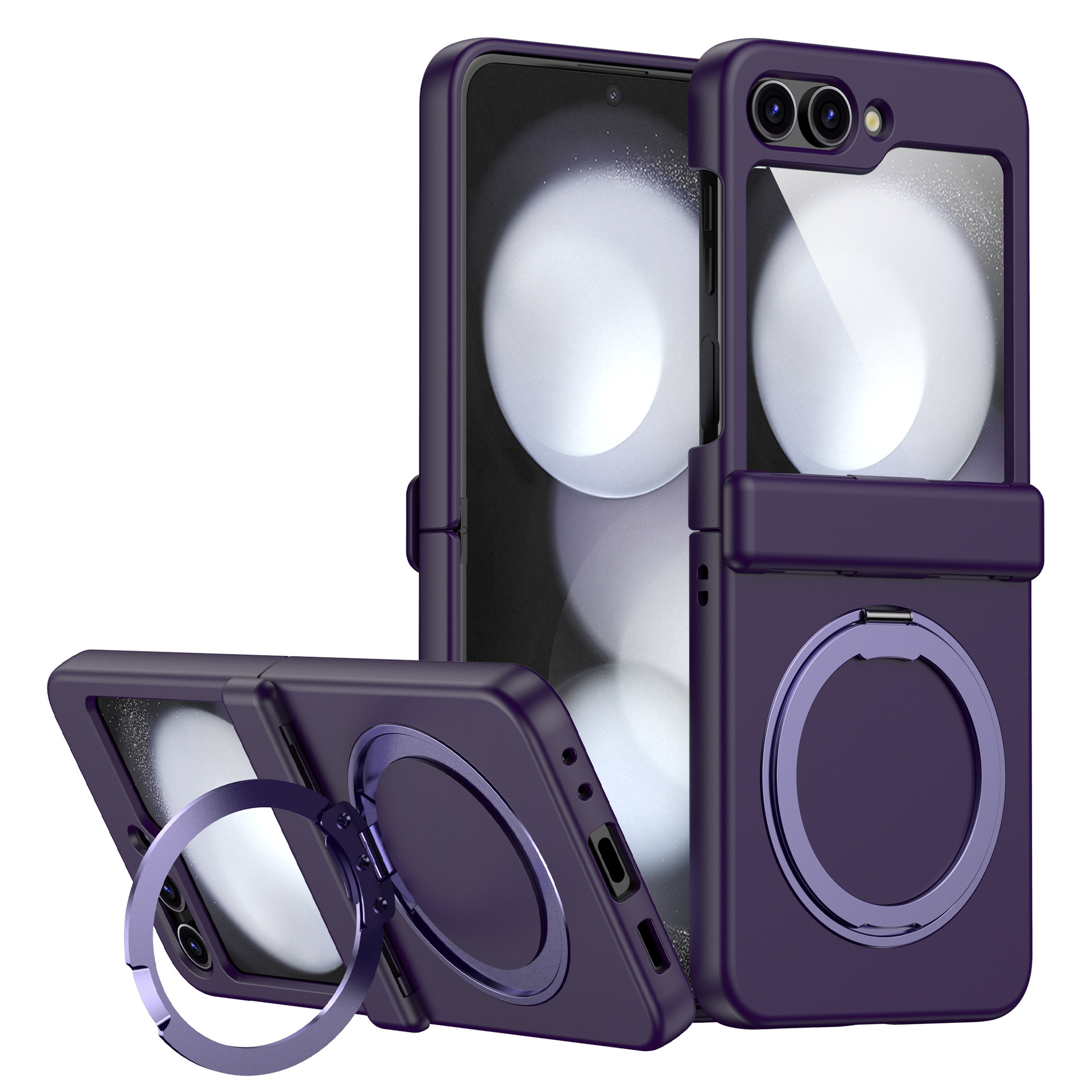 Applicable Samsung Z Flip6/5 Phone Case 360 Rotation Bracket Magnetic Wireless Charging Full Coverage Hinge Anti-Fall