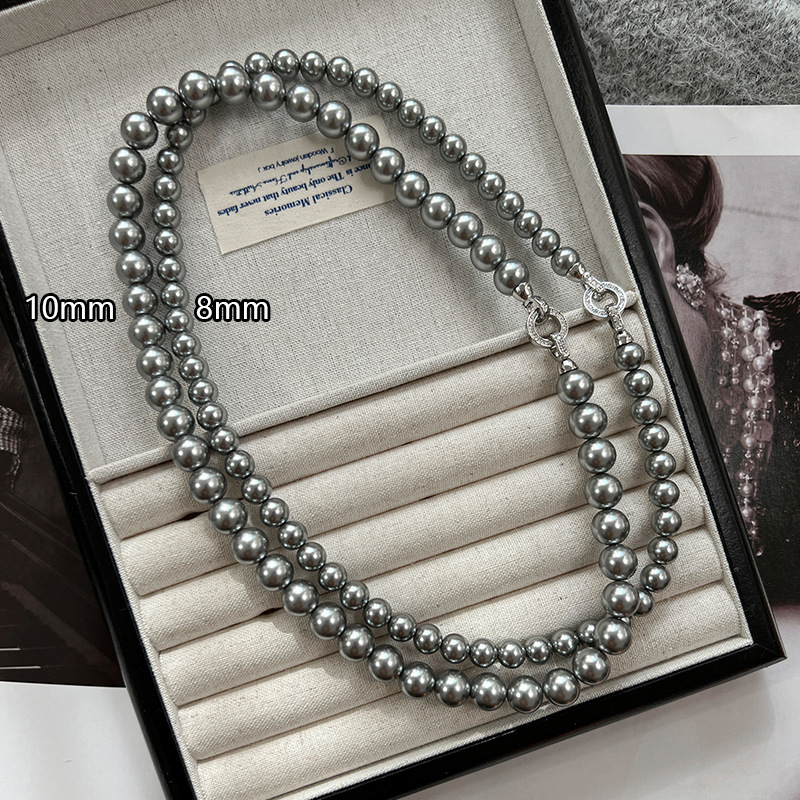 Natural deep sea shell pearl necklace women's small collarbone chain beads