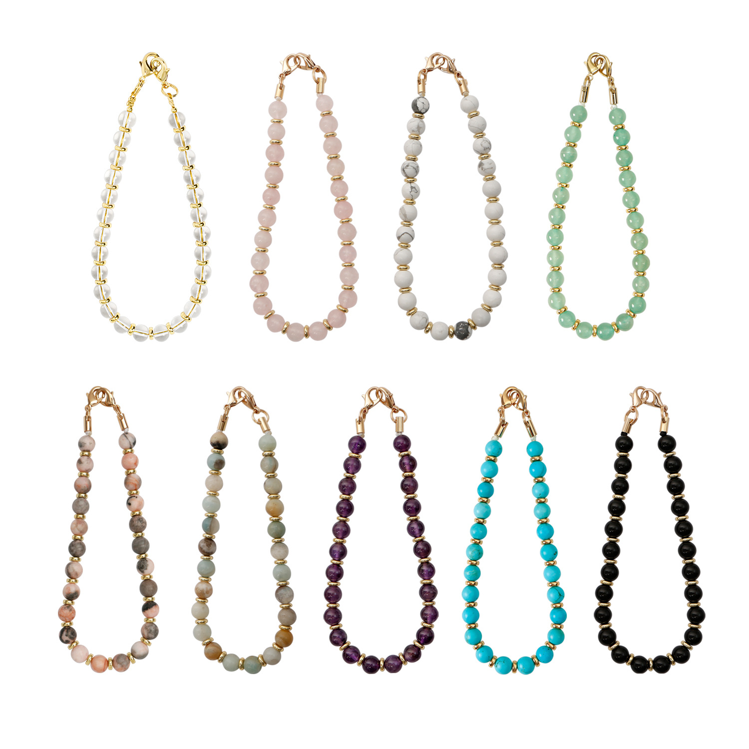 Beaded Phone Lanyard Stone Amethyst Obsidian High Quality Natural Stone Phone Strap