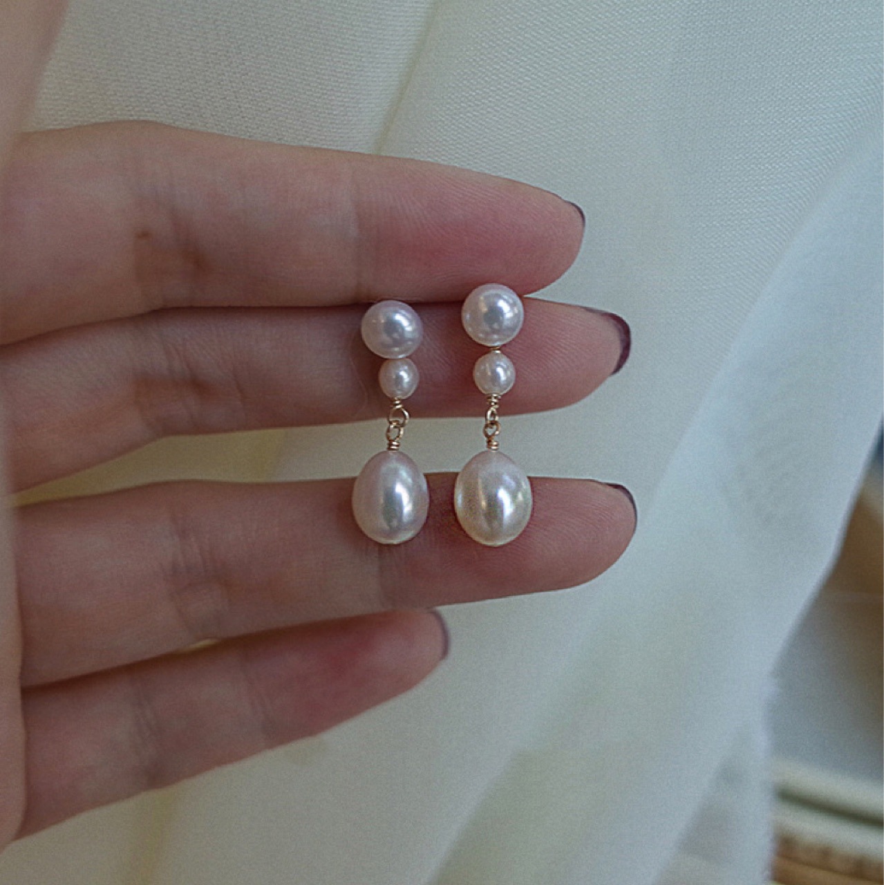 Natural pearl earrings for women long stud earrings 2026 new earrings
