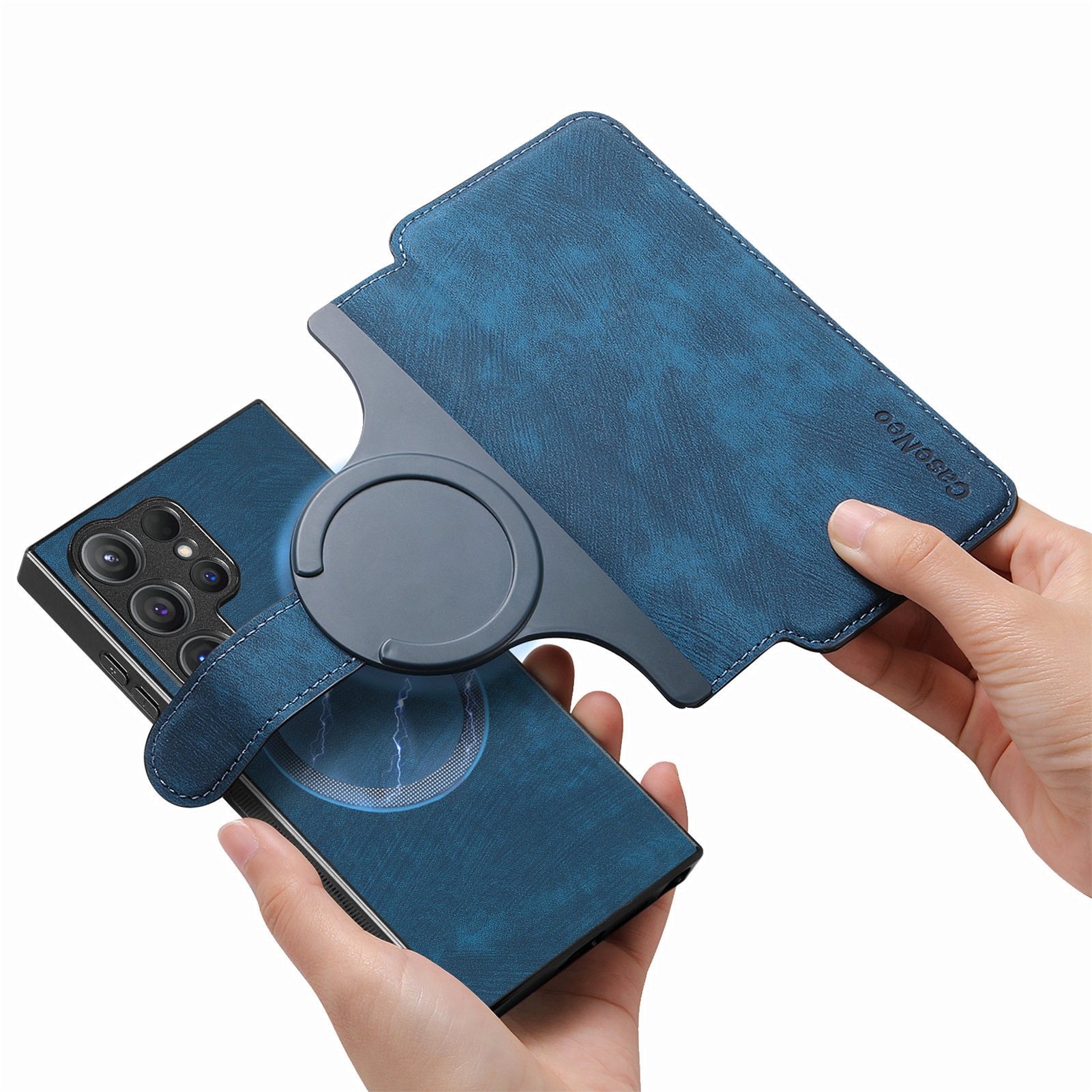 Magnetic detachable two-in-one front cover for Samsung S26Ultra phone leather case strong magnetic card slot stand