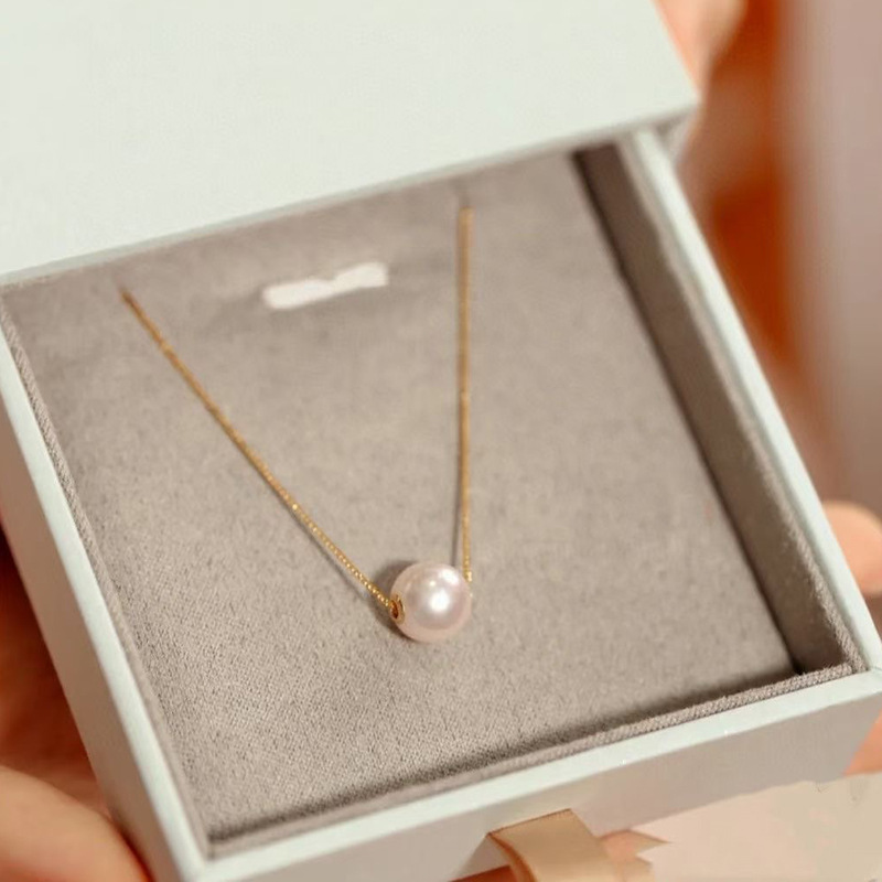 S925 Sterling Silver Single Bead Lulutong Necklace Women Commute Strong Light Natural Freshwater Pearl Pendant Summer