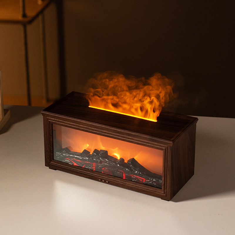New Fireplace Flame Humidifier 3D Simulation Fireplace Flame Aromatherapy Machine Home Desktop Fireplace Aromatherapy Machine
