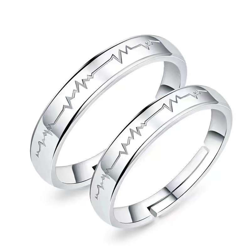 S999 pure silver foot silver crushed ice ring women plain ring white copper silver-plated gift ring niche