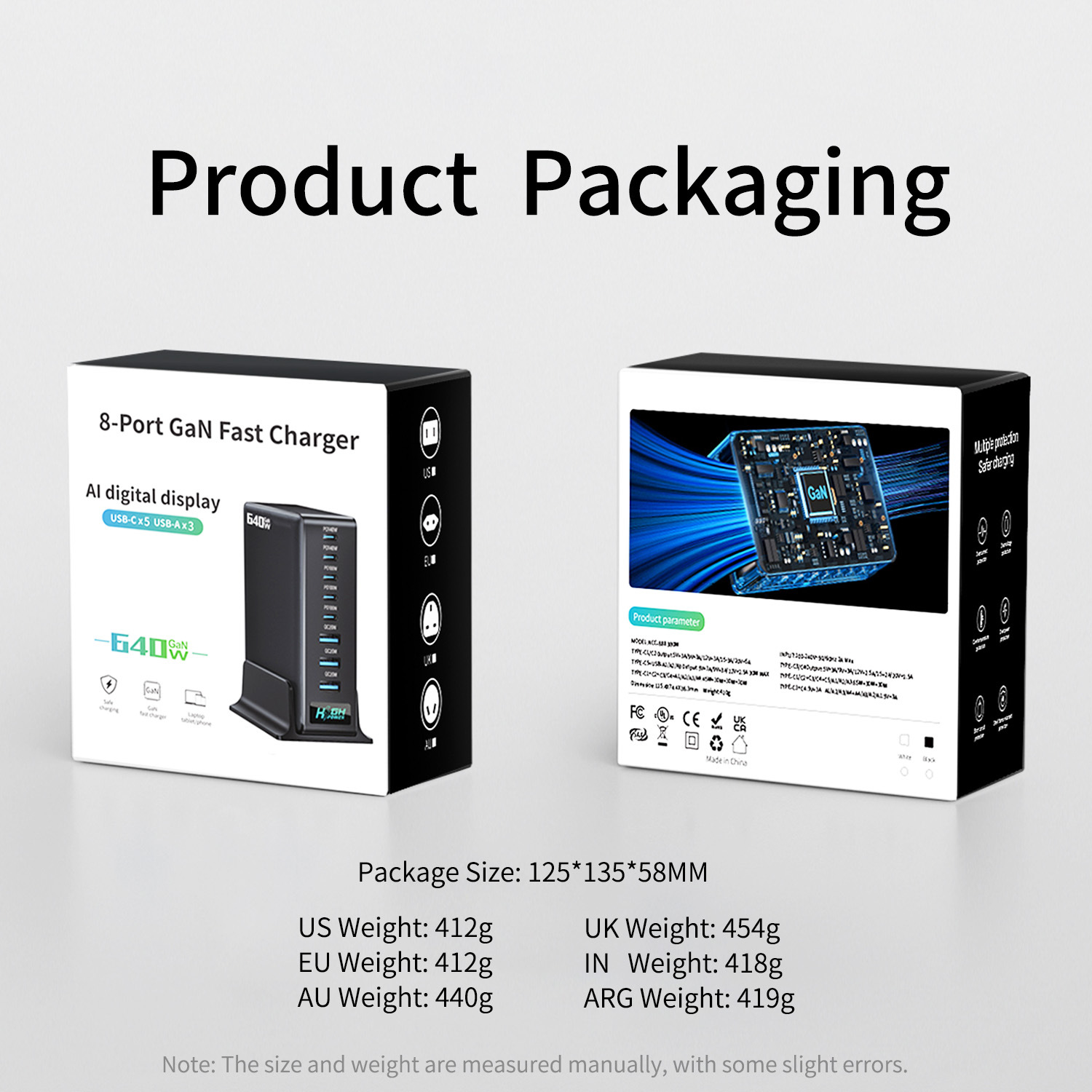640W GaN charger multi-port desktop charging station fast charging head single port PD140W notebook phone tablet