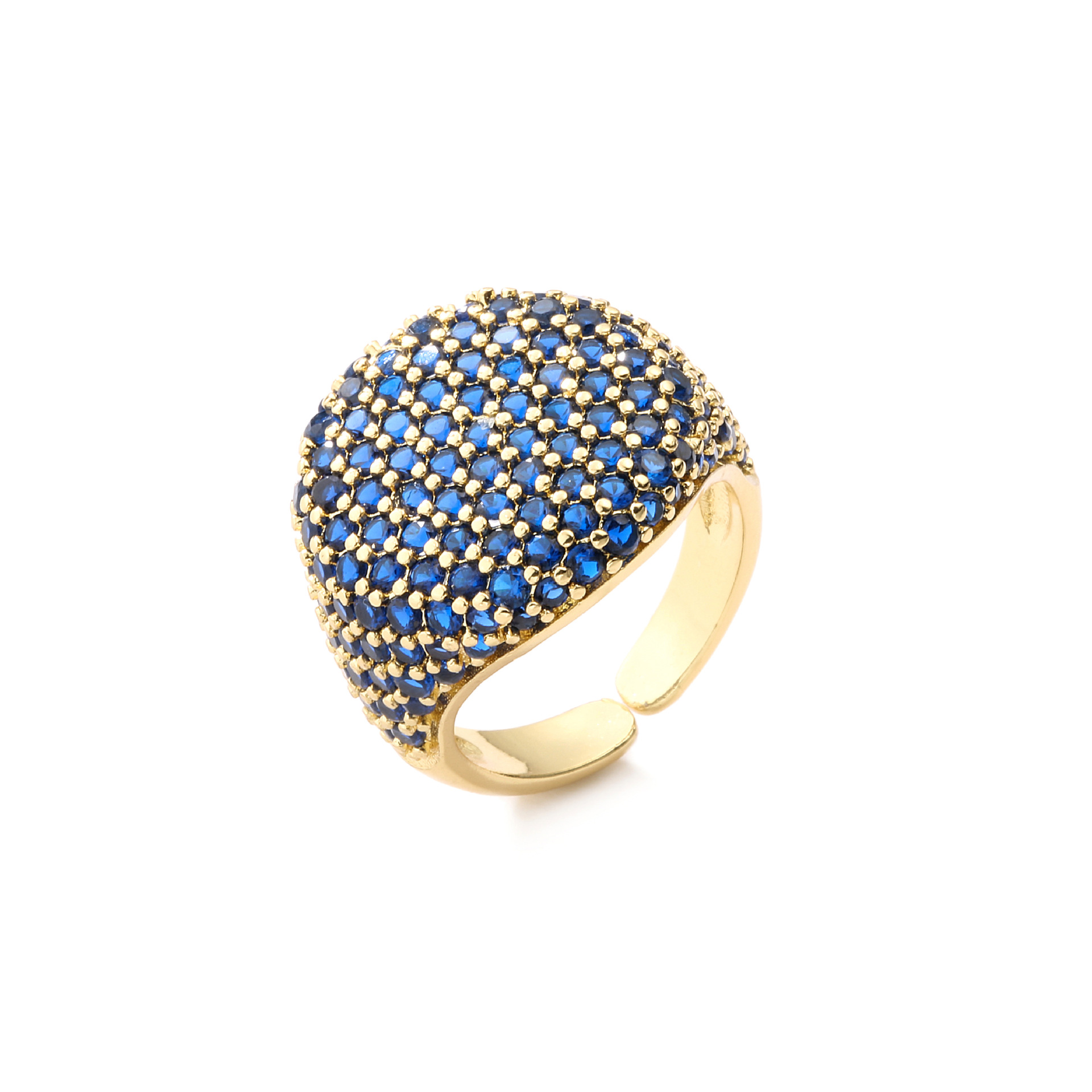 HECHENG Jewelry Full Diamond Round Ring Open Geometric Zircon Ring 18K Gold Plated VJ337