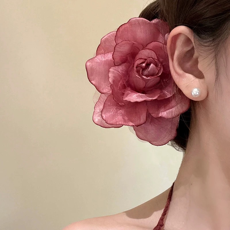 Super fairy faux flower tassel hair clip for women vacation style accessory Hanfu cheongsam side clip bun hair accessory