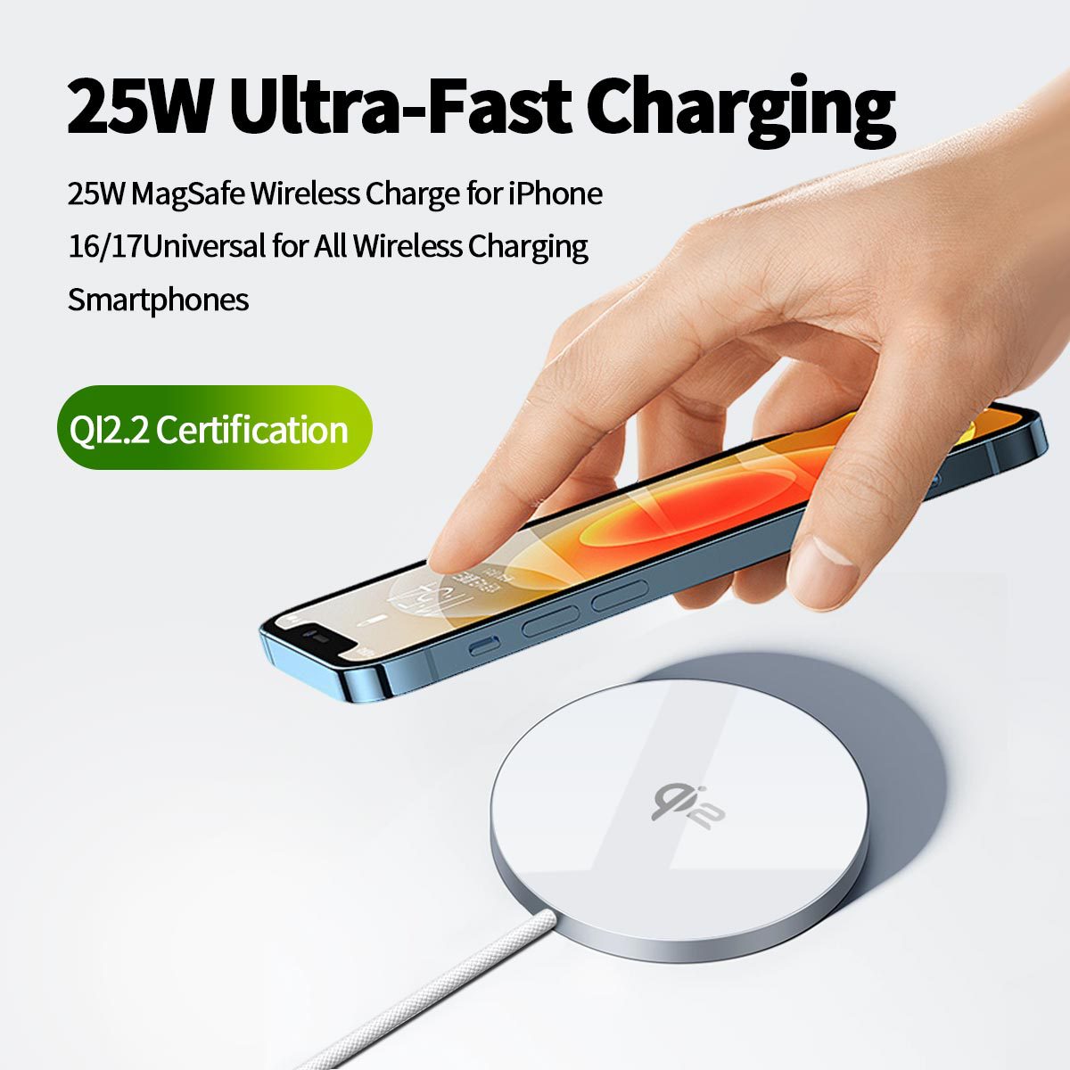 QI2.2 25W Wireless Charger for Apple Phone12-iPhone17 Pro Max Samsung Wireless Charging