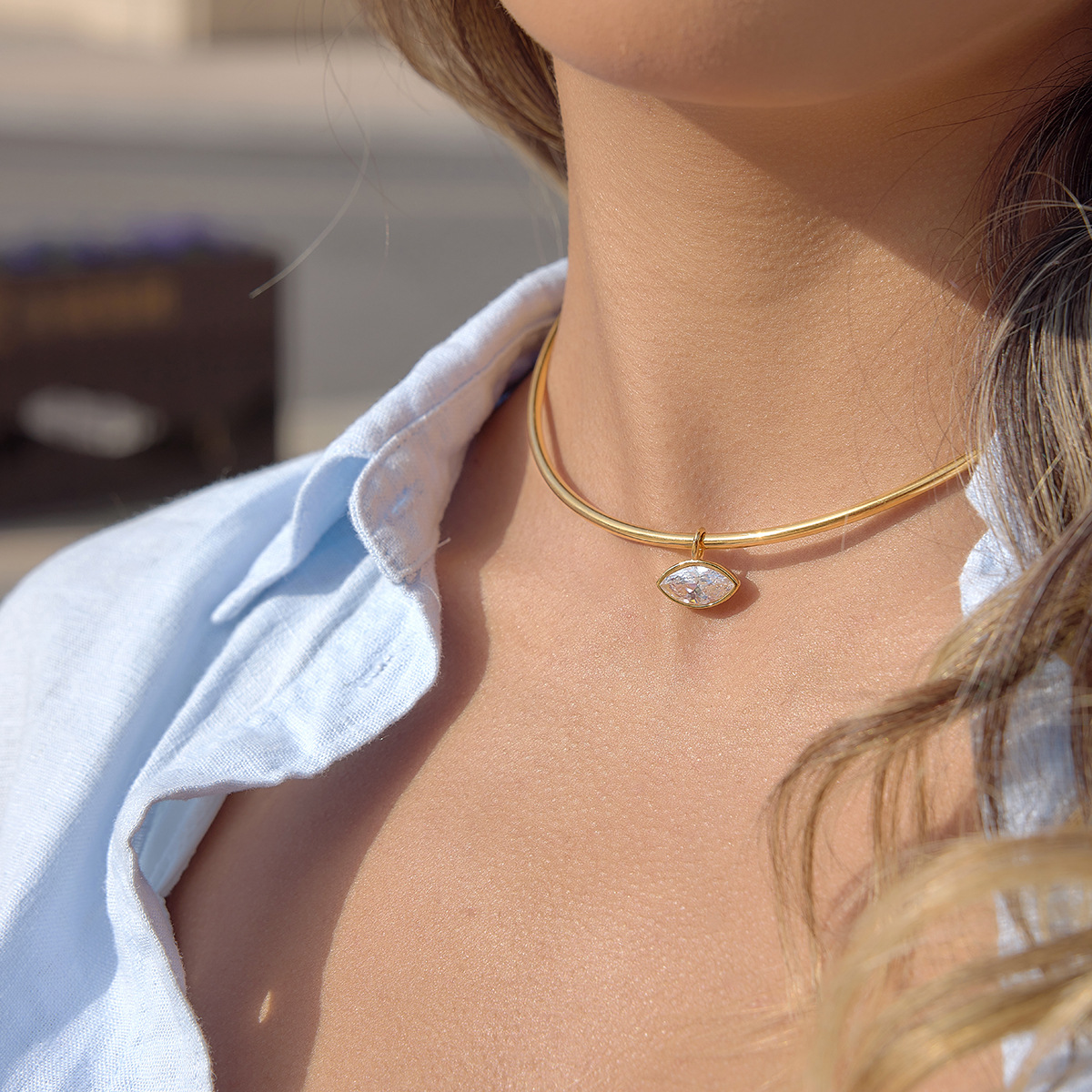 Jieding zircon pendant stainless steel collar women titanium steel necklace accessories women niche accessories