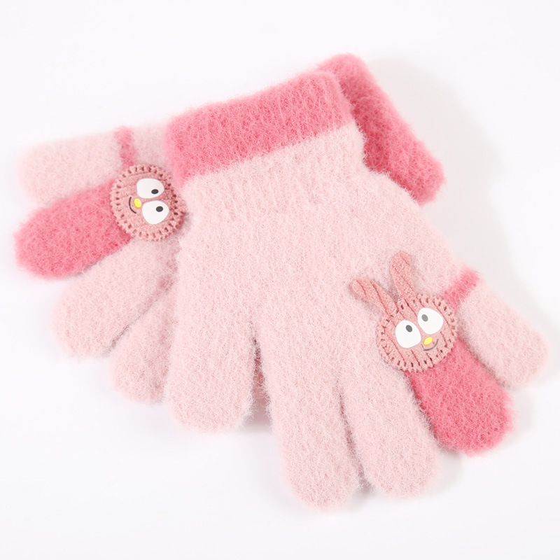 2021 New Children's Gloves Women Cute Cartoon Little Rabbit Autumn Winter Warm Cold-Proof Unisex Baby Knitted Gloves
