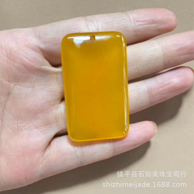 Natural Ice Seed Agate Chalcedony Small Square Pendant Men Women Peace No Event Pendant Live Broadcast