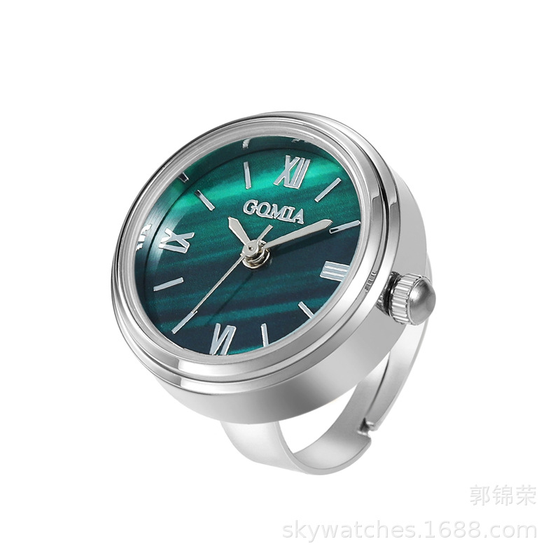 2022 New Waterproof Small Green Watch Finger Watch Adjustable Ring Watch