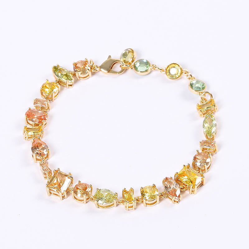 Set micro-set zircon necklace bracelet s925 silver needle earrings colorful