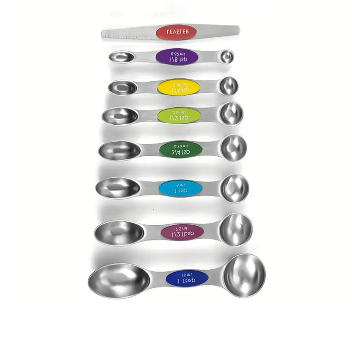 FCM Magnetic Overlapping 430 Stainless Steel Double Head Measuring Spoon Set with Scale Multifunctional Measuring Spoon