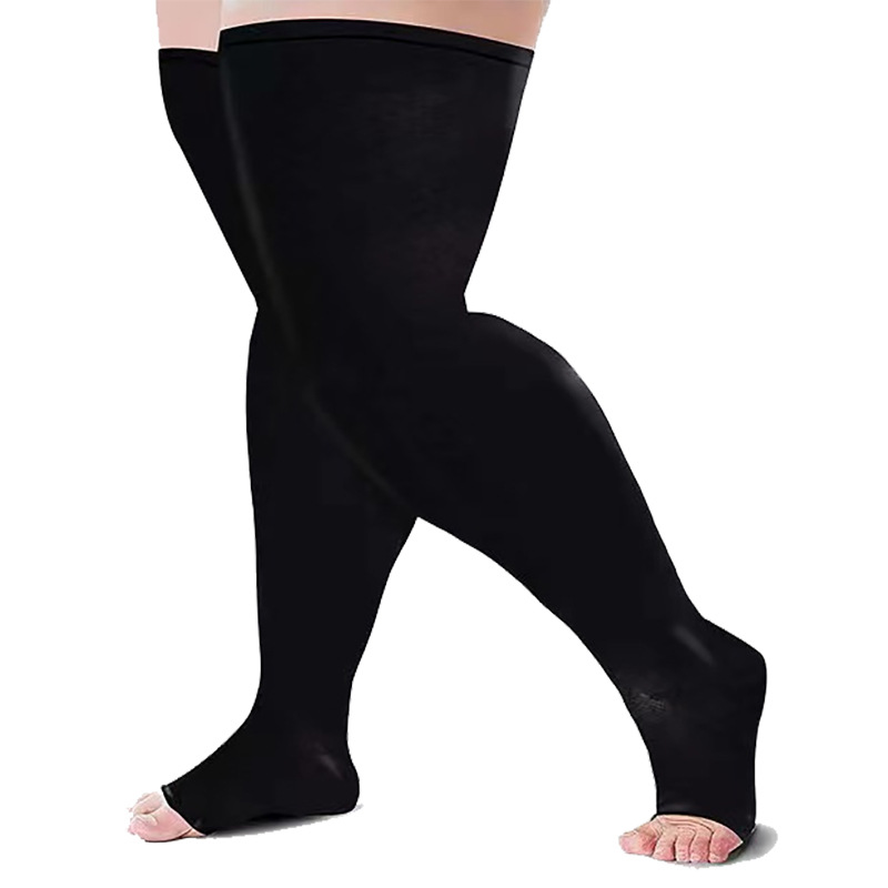 Plus size pressure stockings for fat people, spring and autumn new compression elastic nylon thigh stockings, sports compression stockings