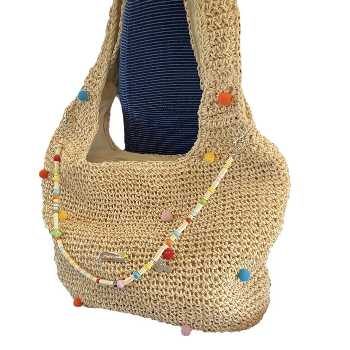 Seaside commuting single-shoulder tote bag vacation woven bag women's summer color dot hollow underarm bag large capacity