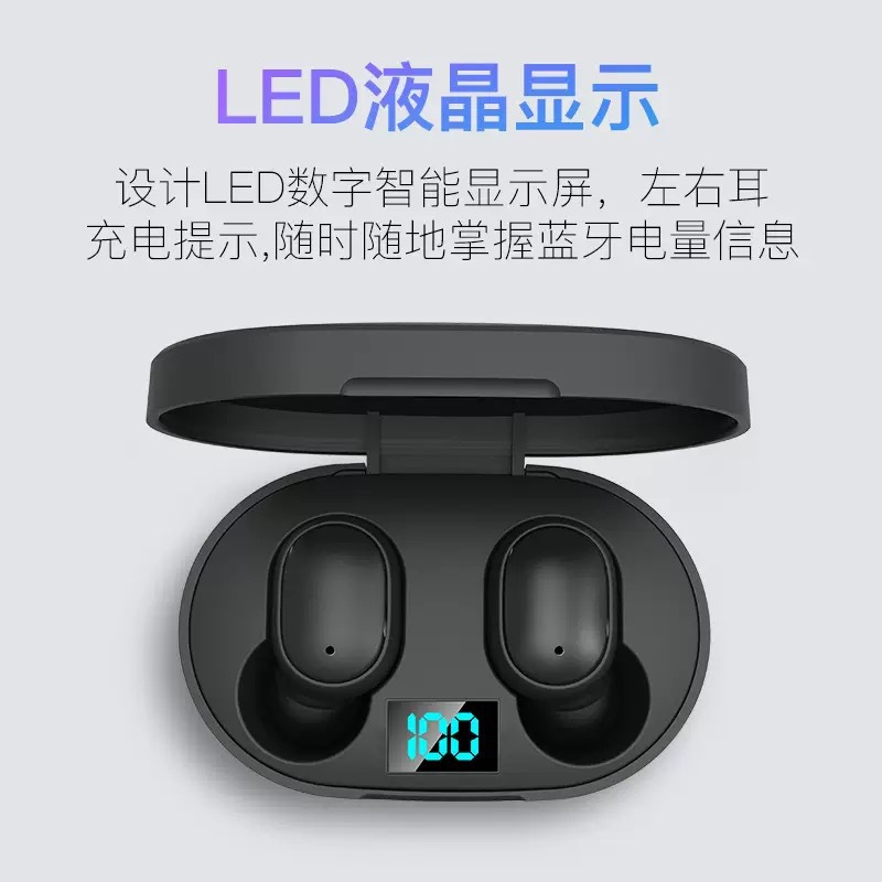 E6S Bluetooth Earphone Digital Display Macaron Mini Sports In-ear Long Battery Life Wireless Earphone