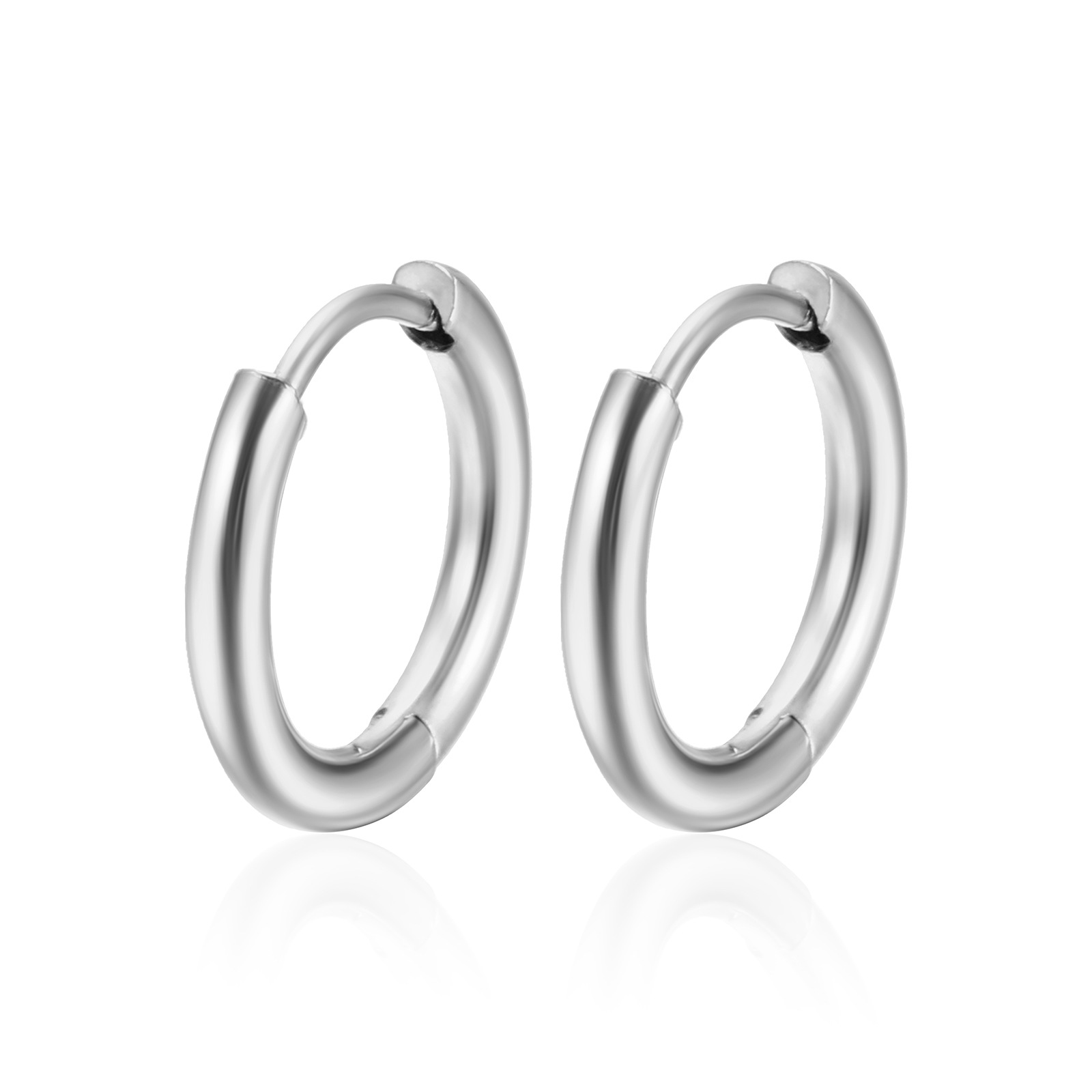 High-quality stainless steel ear clips, non-fading, unisex round earrings, simple ear accessories