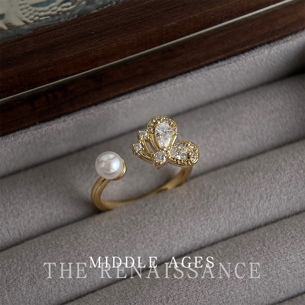 Vintage Sparkling Zircon Gold Open Ring Collection Wind Hand Jewelry