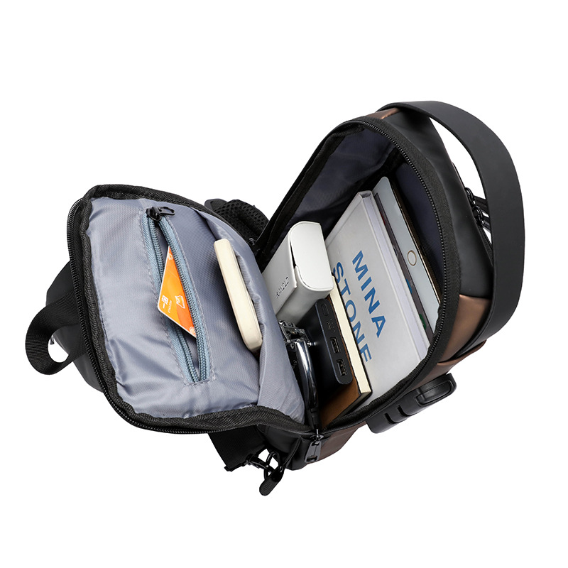Men's motorcycle password lock anti-theft chest bag shoulder bag cycling backpack multifunctional USB crossbody bag