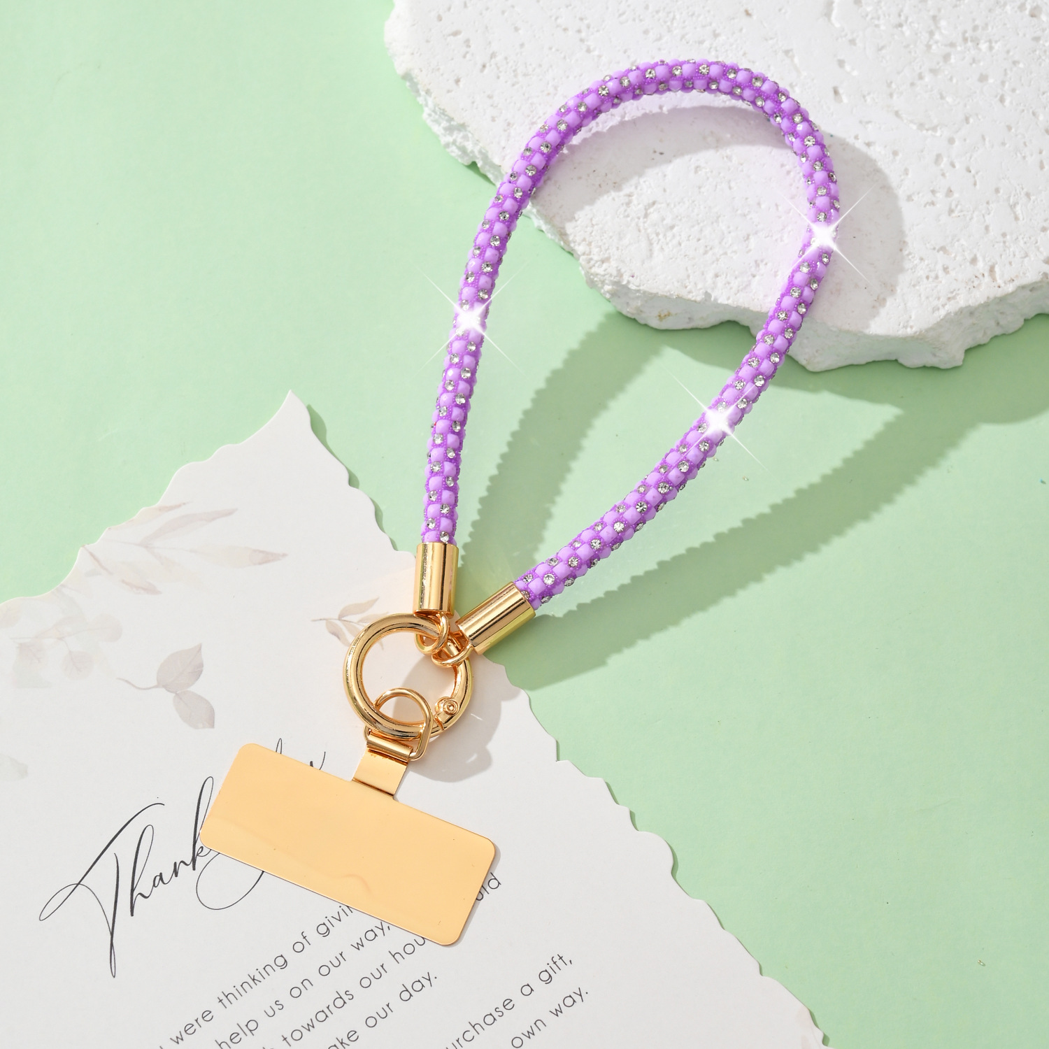 Phone chain rhinestone full rhinestone gold hardware lanyard wrist phone pendant women phone lanyard hanging chain