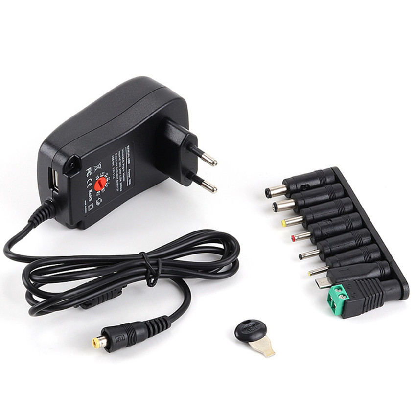 30W multi-function power adapter 3-12V adjustable voltage power supply 8 tips support USB charging power supply