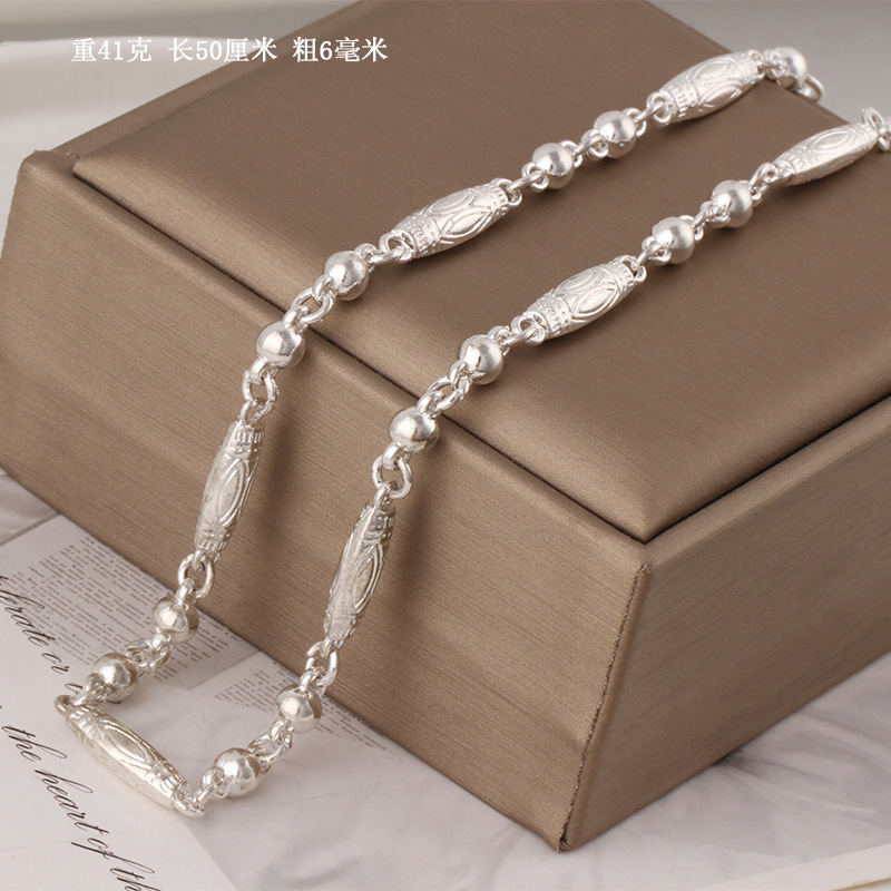 Men's silver-plated necklace Miao silver men's imitation silver dragon head necklace Miao silver necklace jewelry