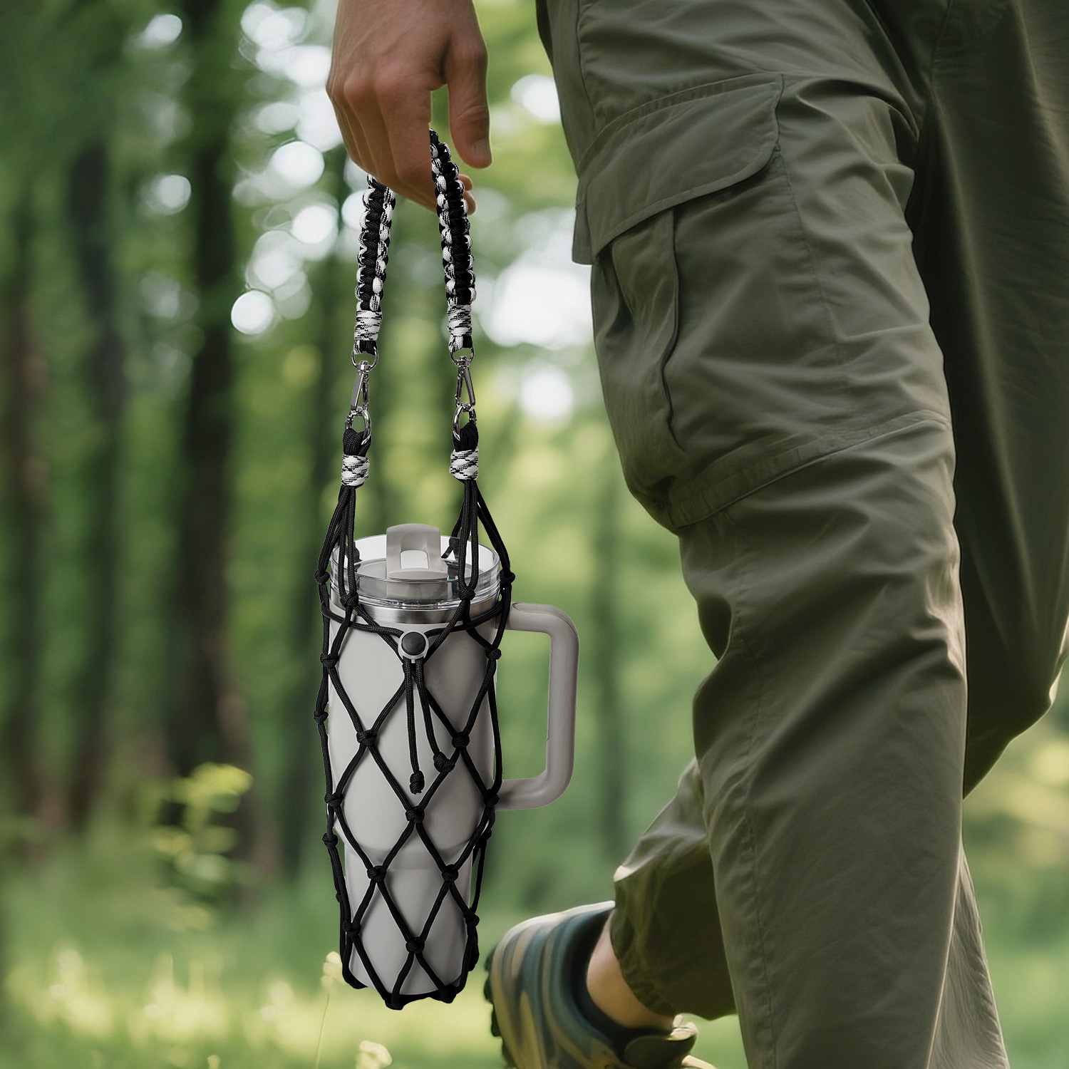 New Stanley Cup Accessory Mesh Bag Cup Cover Handwoven Water Bottle Portable Handheld Rope Outdoor