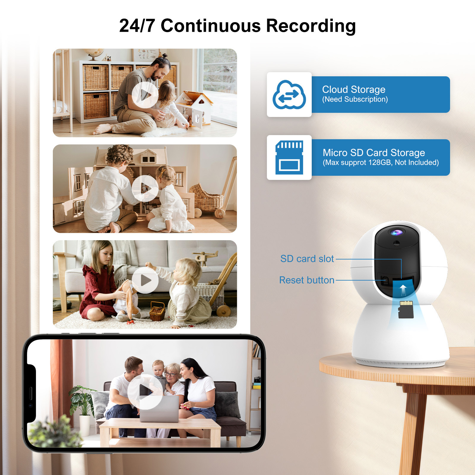 Home HD Surveillance Camera Smart Voice Intercom Tuya wifi Surveillance Pan-Tilt Camera