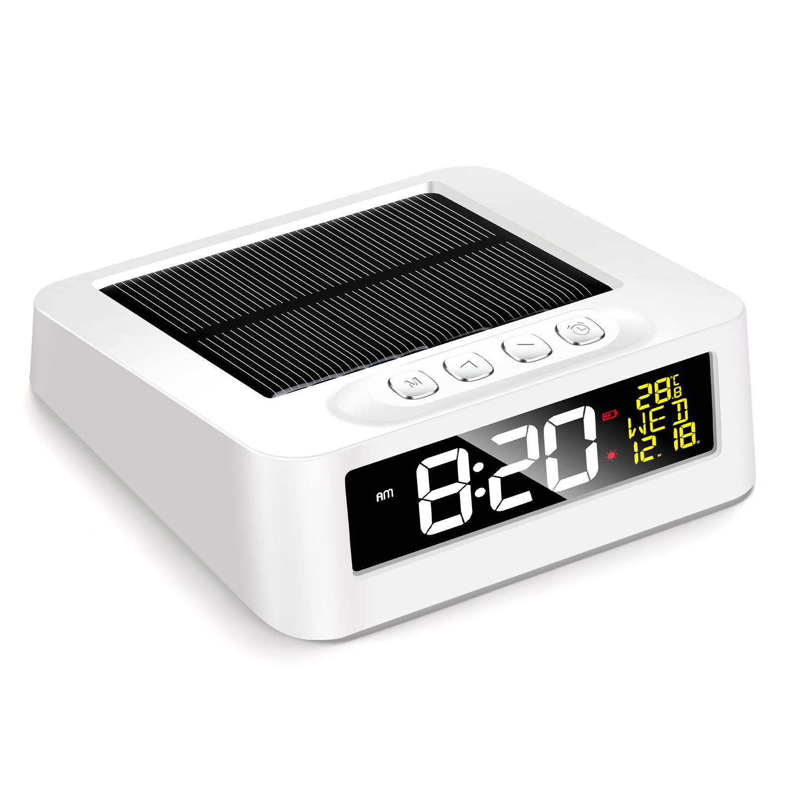 LED luminous solar car clock anti-sleep alarm clock thermometer clock multifunctional solar alarm clock