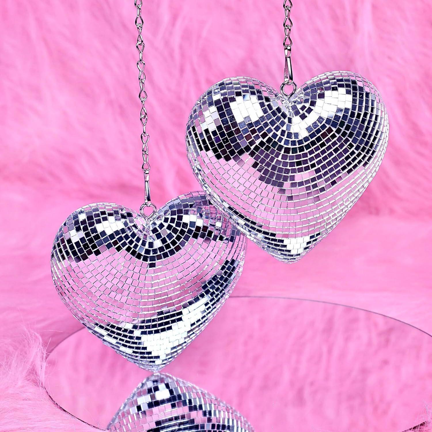 Chain Love Heart Disco Ball Disco Heart Glass Decoration Party Reflective Atmosphere Product Christmas