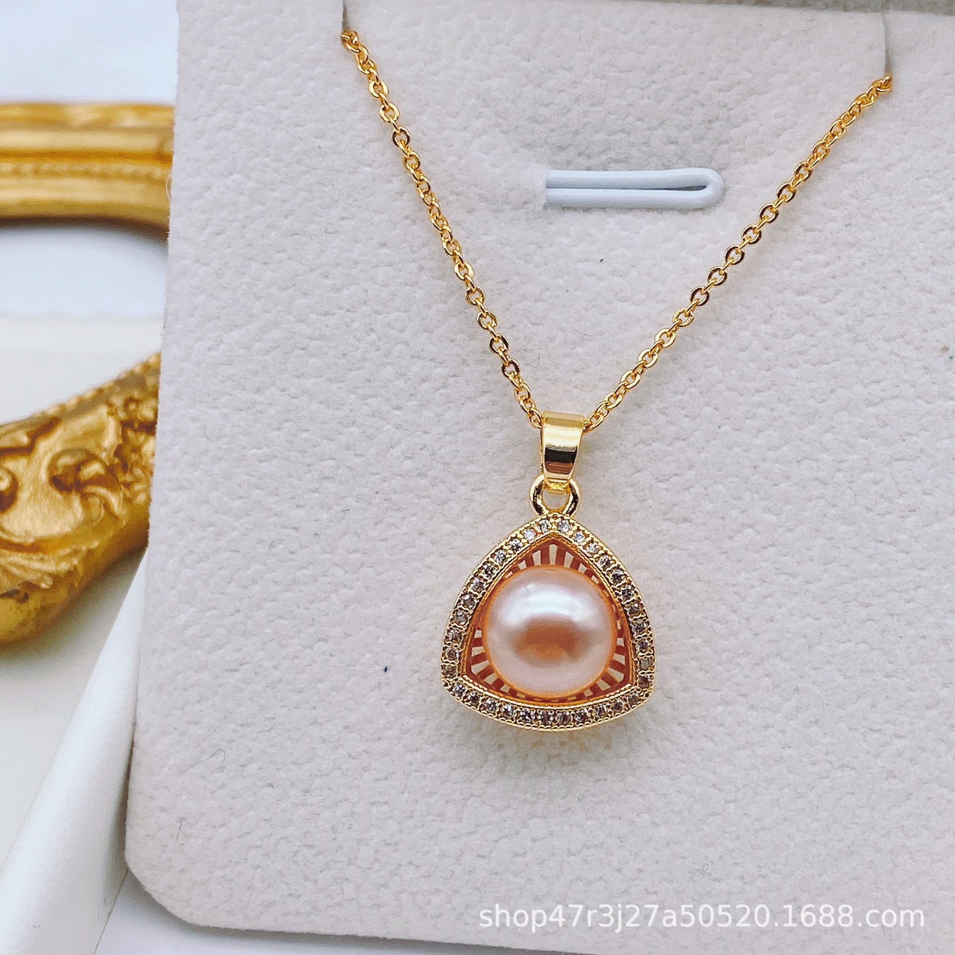 Natural Freshwater Pearl Pendant Necklace Summer Necklace Wrapped 18K Gold