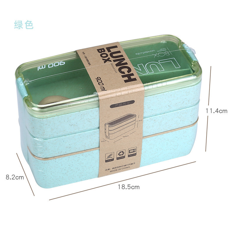 Japanese-style kawaii student lunch box, bento box with compartments, microwave-safe, fruit salad, office workers' light meal box