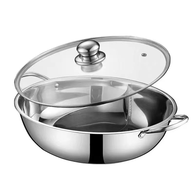 Thickened mandarin duck hot pot pot with lid mandarin duck hot pot household stainless steel hot pot pot induction cooker open flame dedicated pot