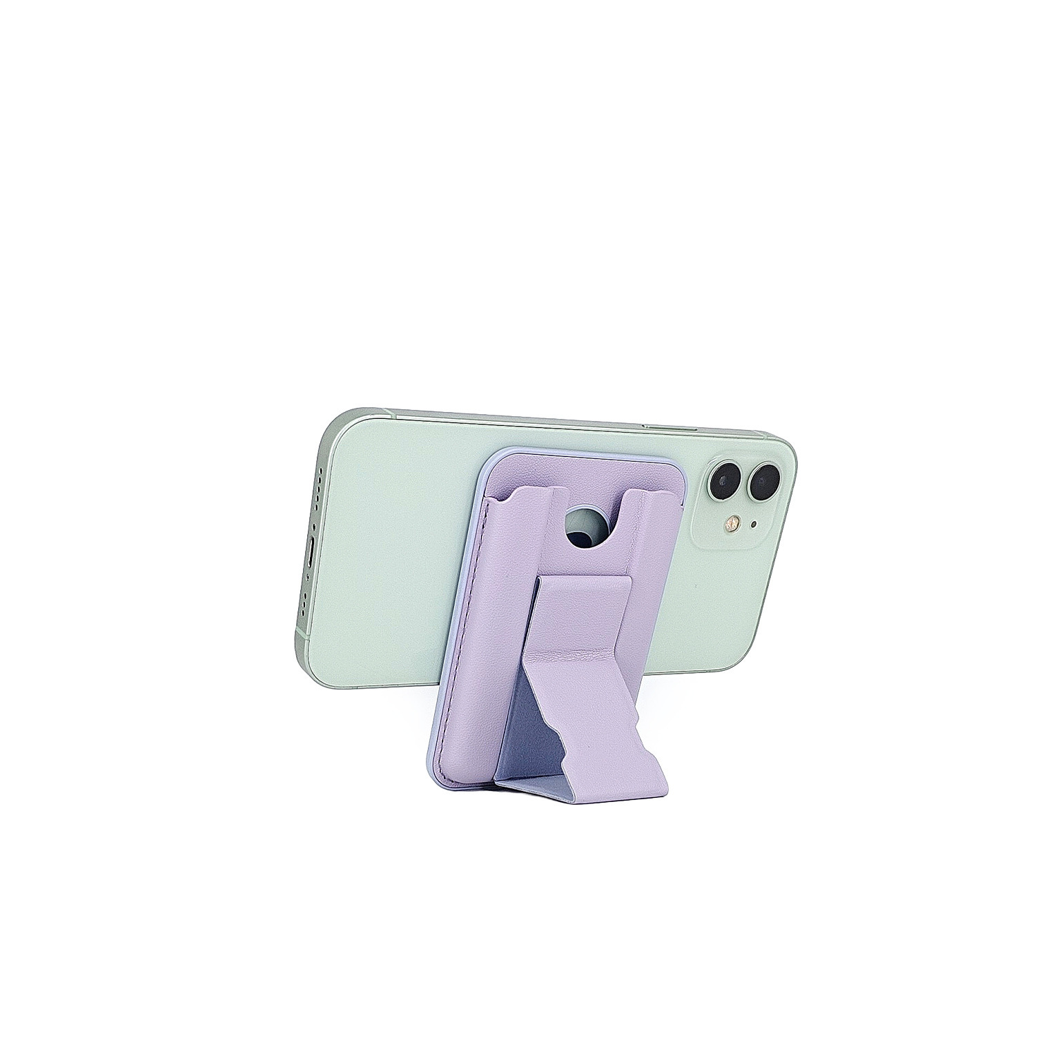 New Anti-slip Grid MagSafe Magnetic Card Holder Folding Stand Round Hole Injection Molded Portable Document Card Storage Clip