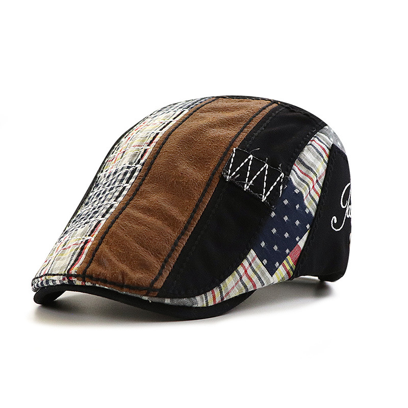 Cap, men's casual cap, patchwork beret