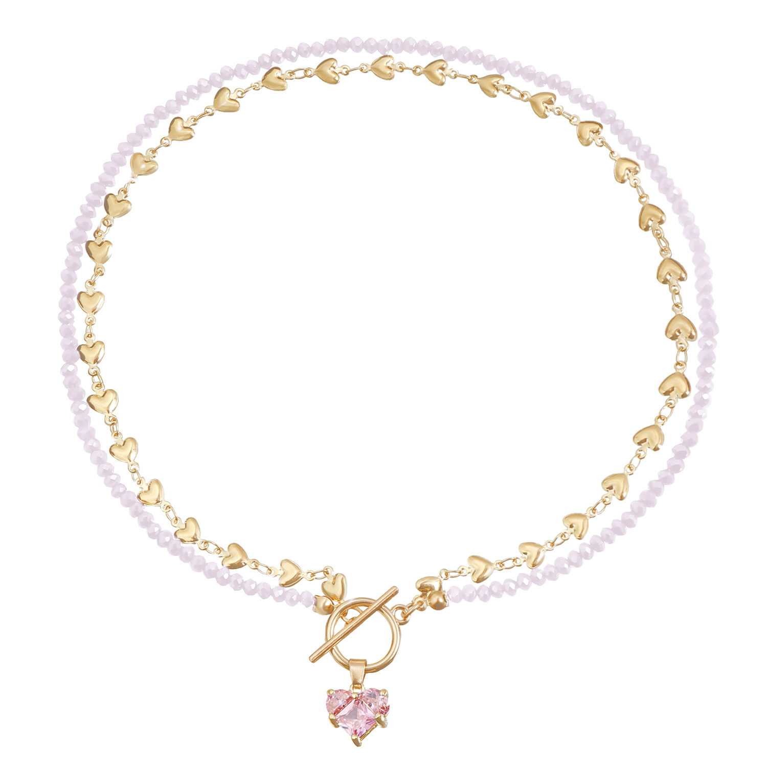 Accessories Rhinestone Love Zircon Pendant Love Chain Choker Sweet and Cool Sexy OT Buckle Necklace