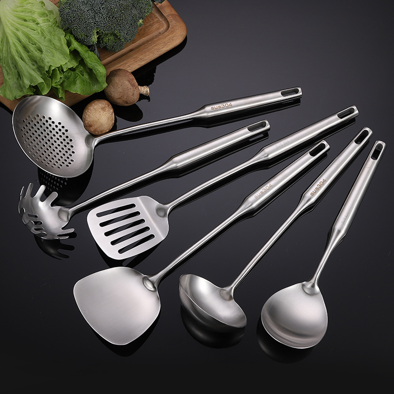 304 stainless steel kitchenware, thickened kitchen tools, household spatula, slotted spoon, soup spoon, frying spatula, noodle scoop, cooking utensils