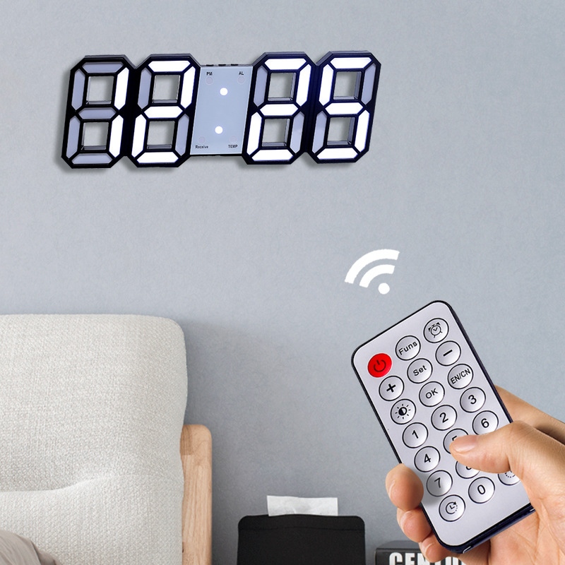 APP Smart WiFi Light Sensor Living Room Remote Control Clock Digital Wall Clock Electronic Clock 3D Clock Student Alarm Clock Countdown